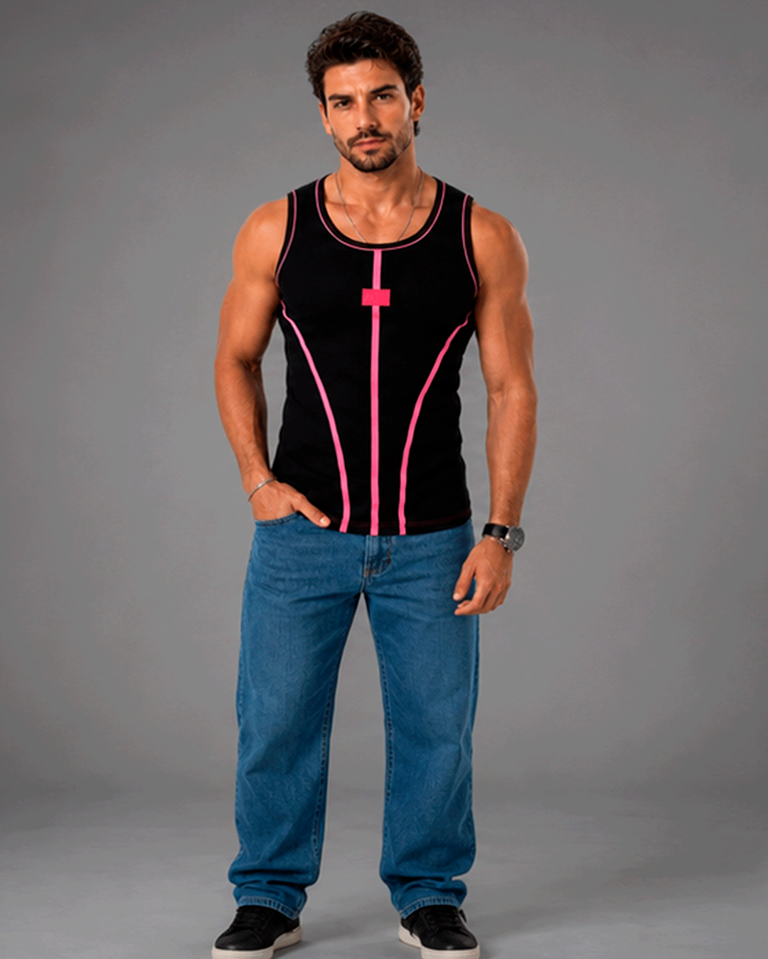 Regata Preto com Rosa